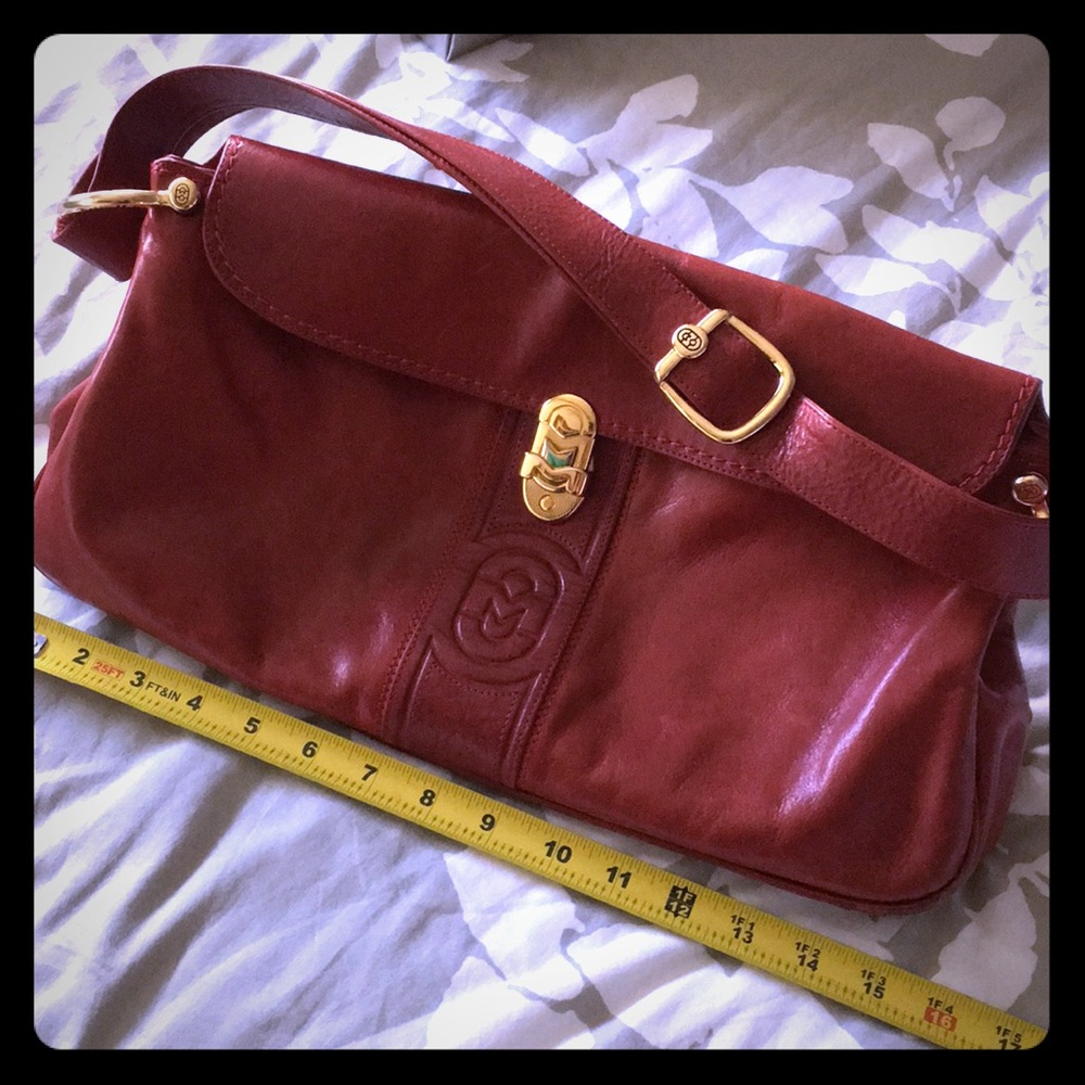 Marino Orlandi red leather authentic handbag